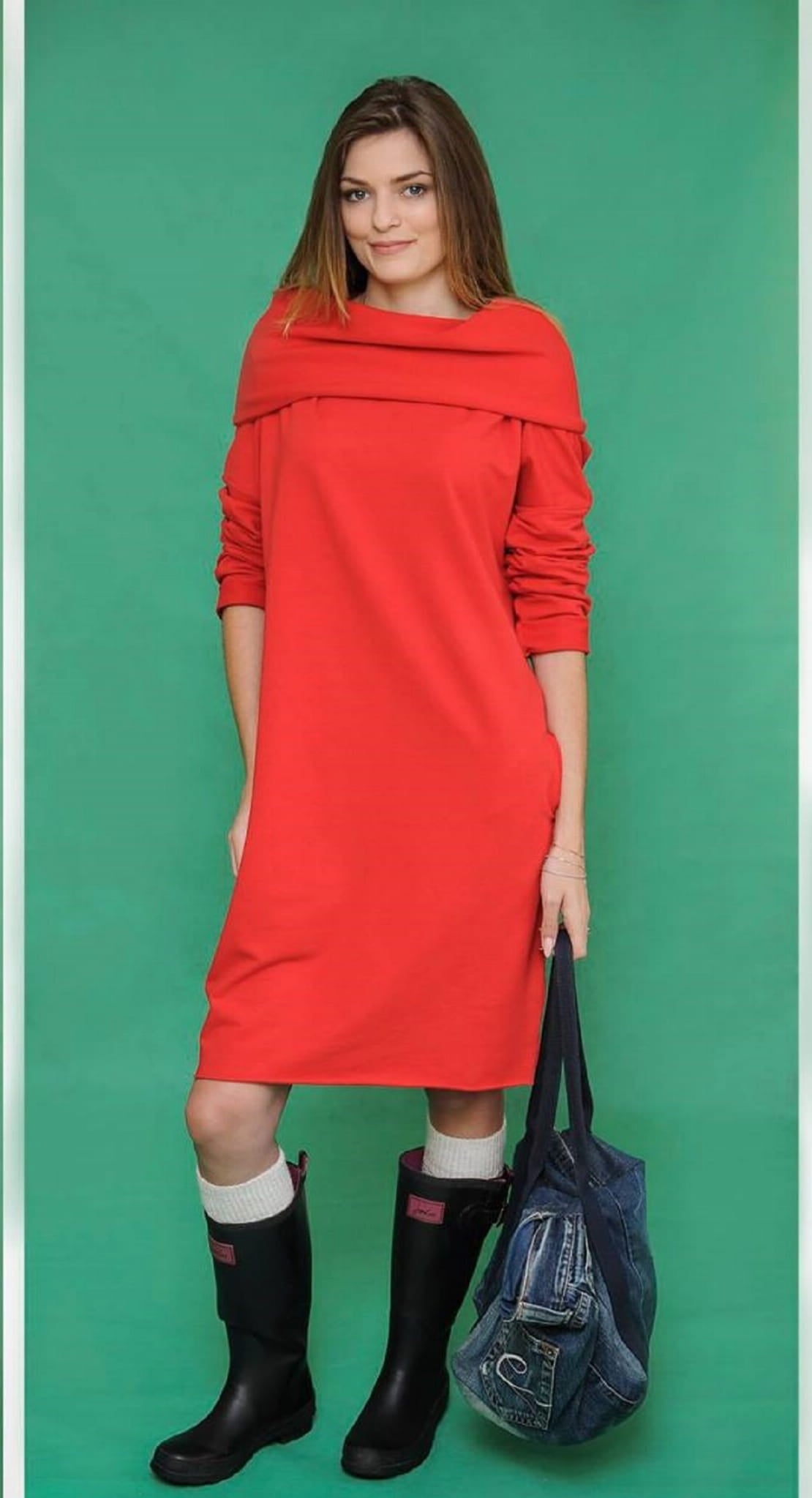 SUKIENKA MIDI WHY NOT OVERSIZE CZERWONAONA