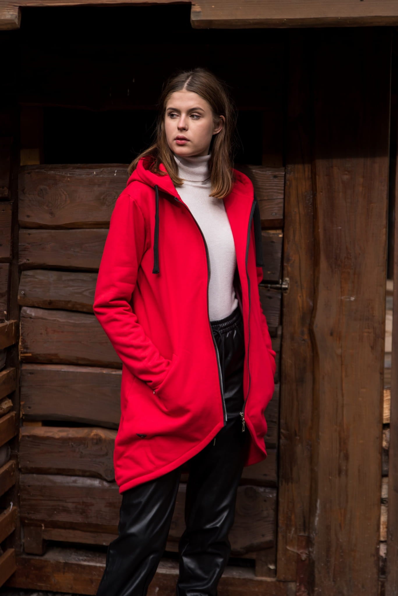 BLUZA-PŁASZCZ LONGLINE CZERWONA