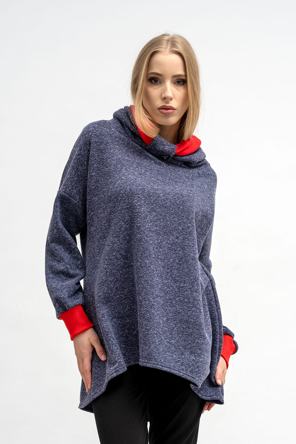 BLUZA ASYMETRYCZNA ,,RAVEL'' GRANAT MELANŻ