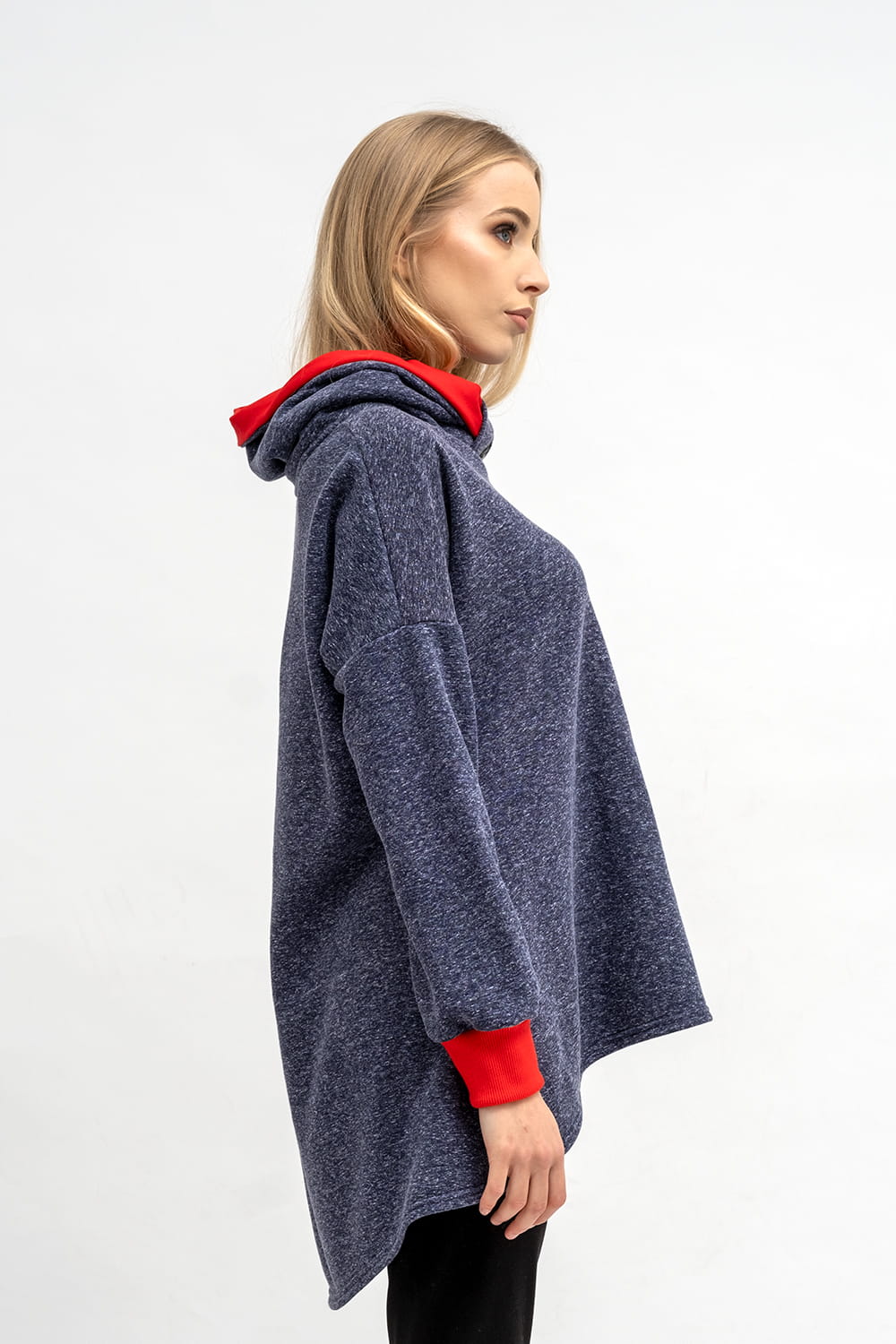 BLUZA ASYMETRYCZNA ,,RAVEL'' GRANAT MELANŻ