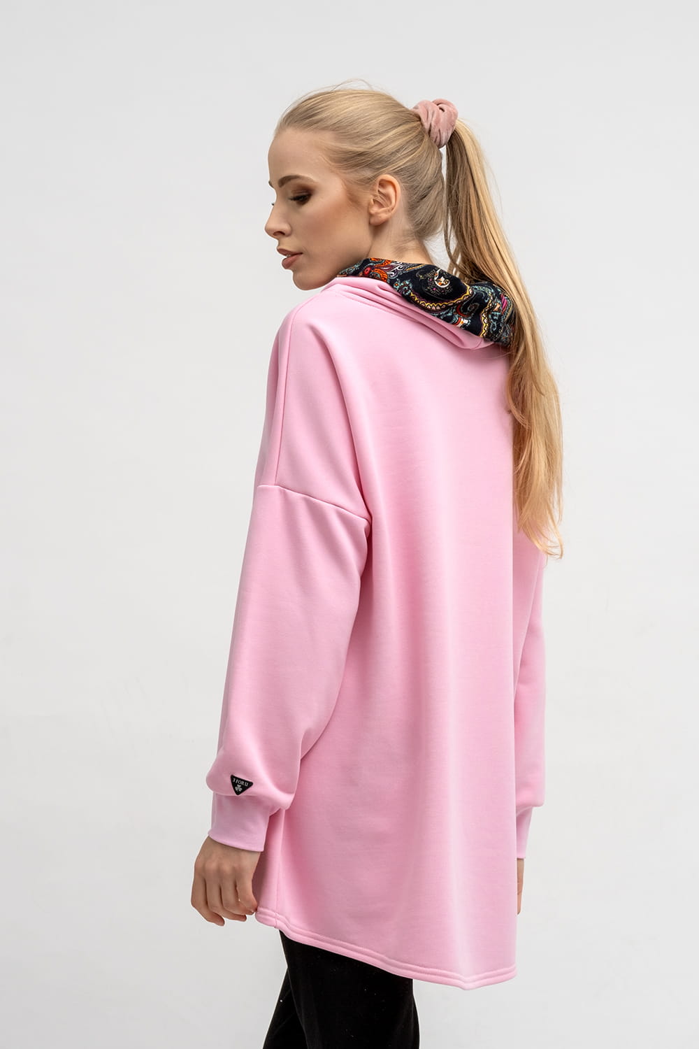 BLUZA ASYMETRYCZNA ,,RAVEL'' RÓŻOWA+WZÓR KOLOR JESIENI