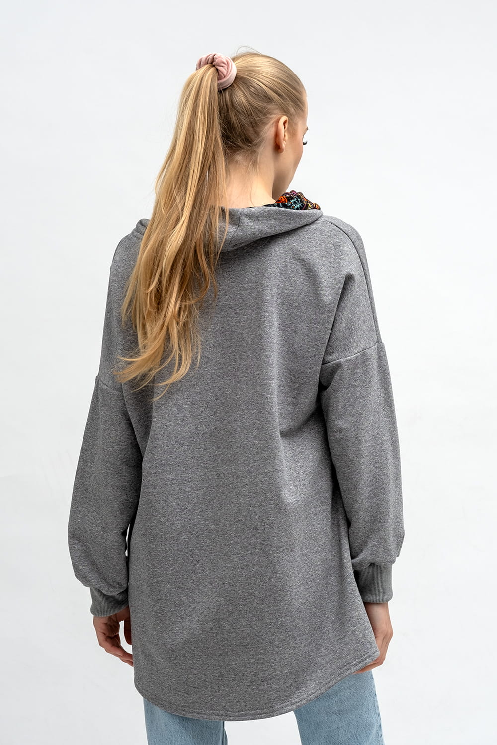 BLUZA ASYMETRYCZNA ,,RAVEL'' SZARA+WZÓR KOLOR JESIENI