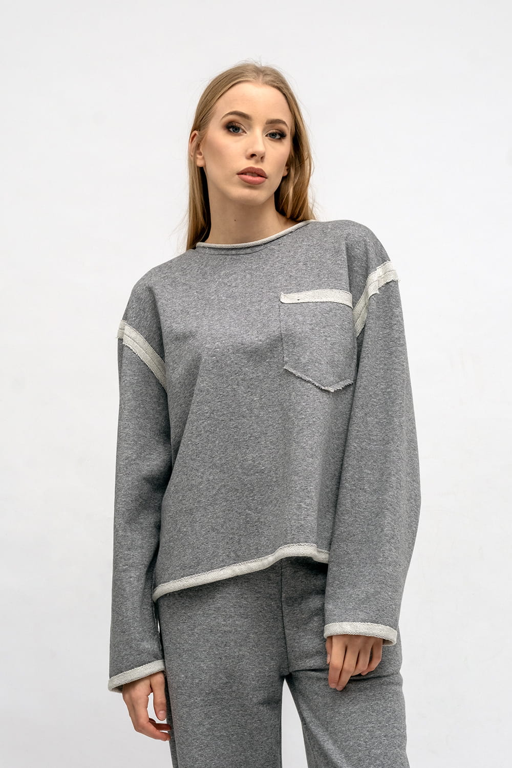 BLUZA CROP ,,CINDI '' SZARA