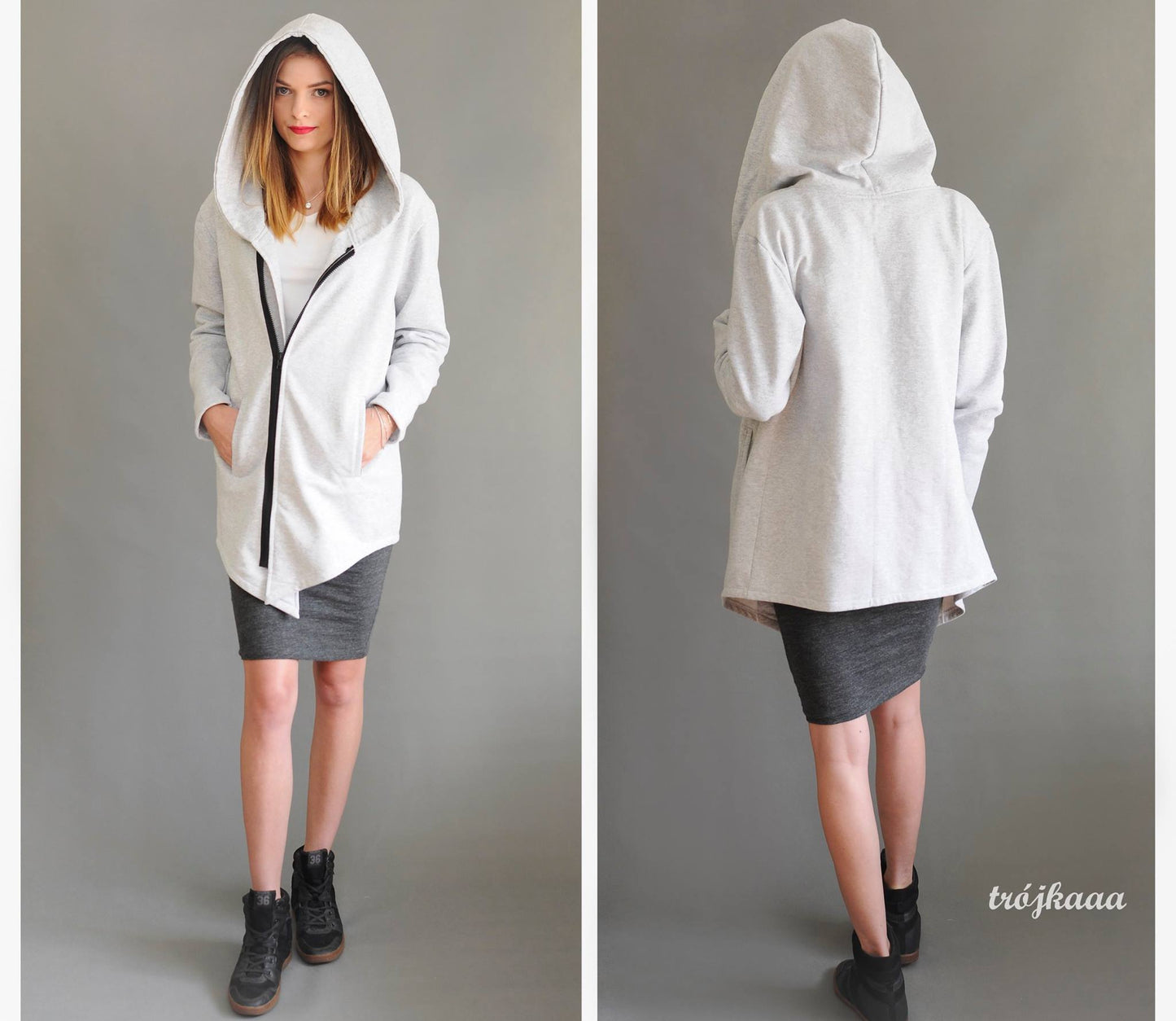 Bluza damska rozpinana na zamek SZARA Every Day