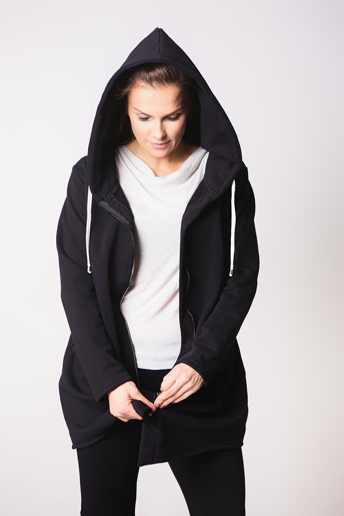 BLUZA DAMSKA NA ZAMEK CZARNA EVERY DAY