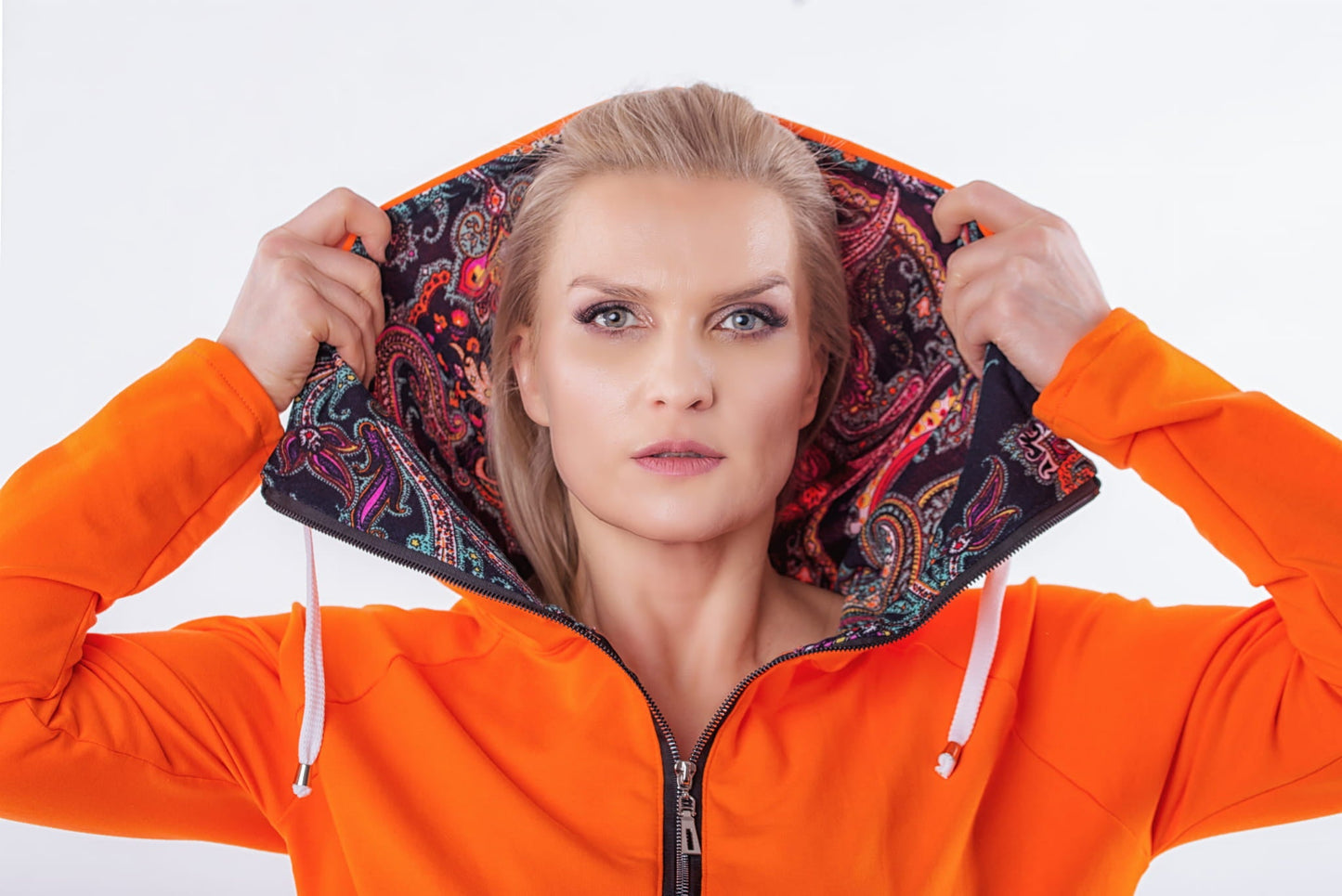 BLUZA POMARAŃCZOWY SUMMER ME Z WZOREM