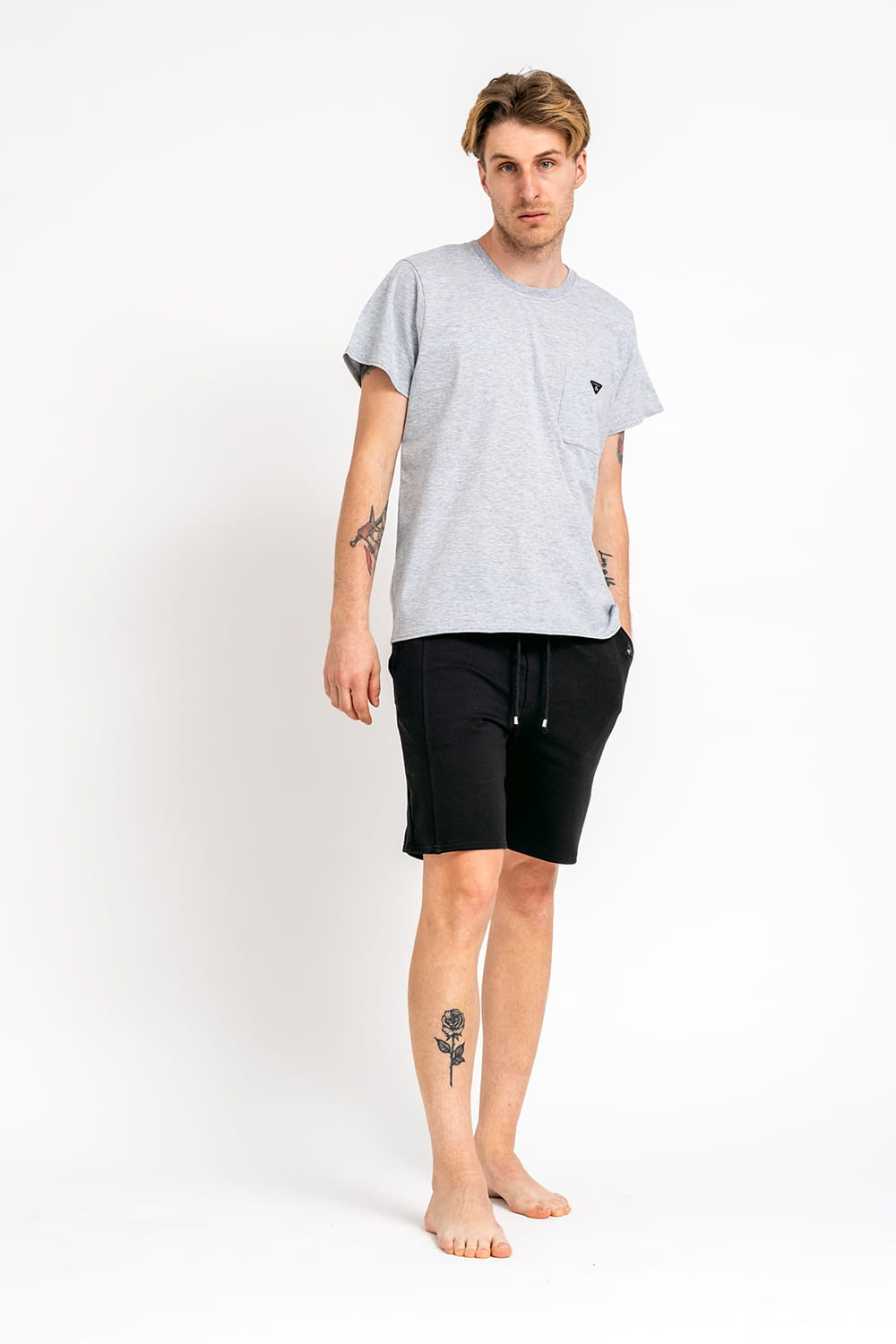 T SHIRT MĘSKI GŁADKI Z KIESZONKĄ "WILLIAM" SZARY