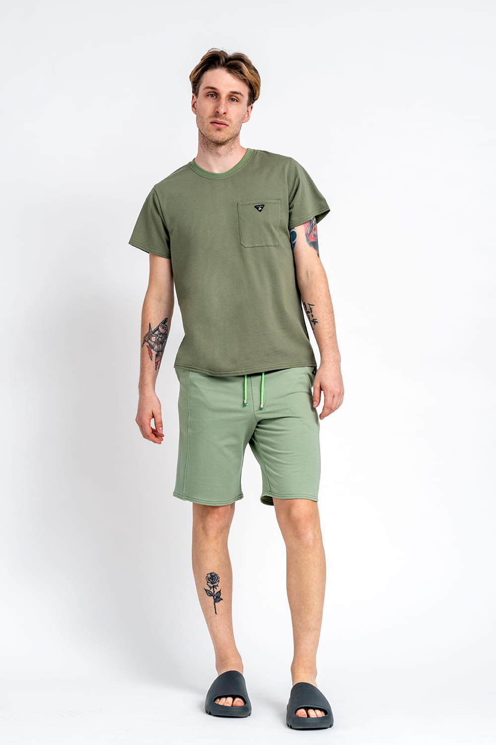 T SHIRT MĘSKI GŁADKI Z KIESZONKĄ "WILLIAM" ZIELONY