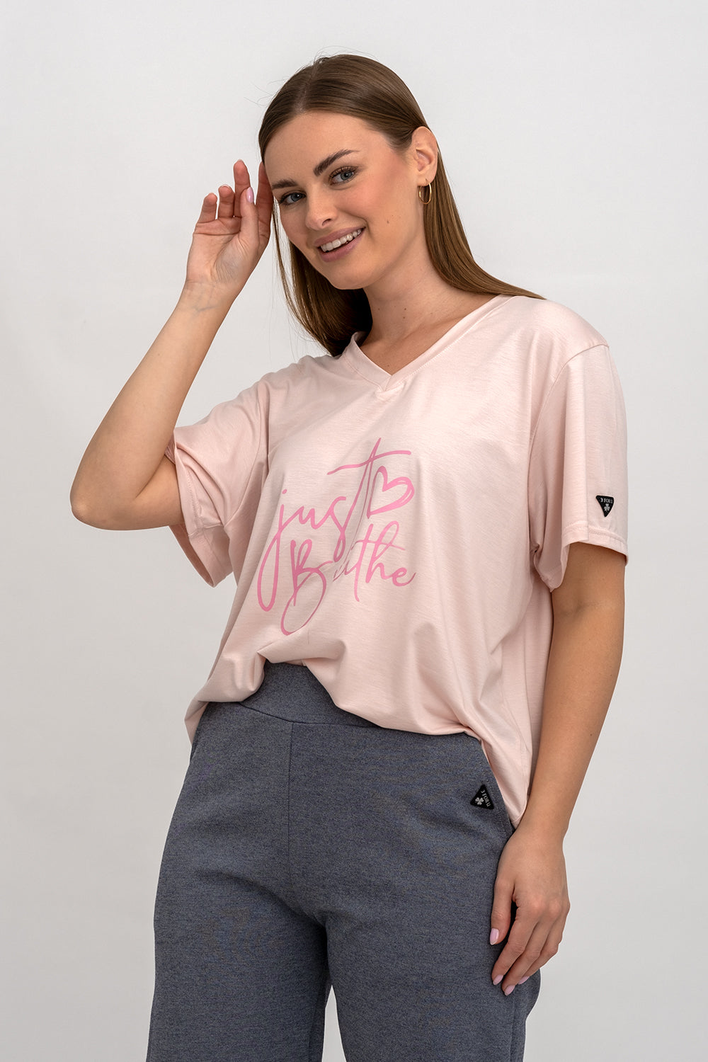 T-SHIRT DAMSKI DO SERKA RÓŻ z NADRUKIEM