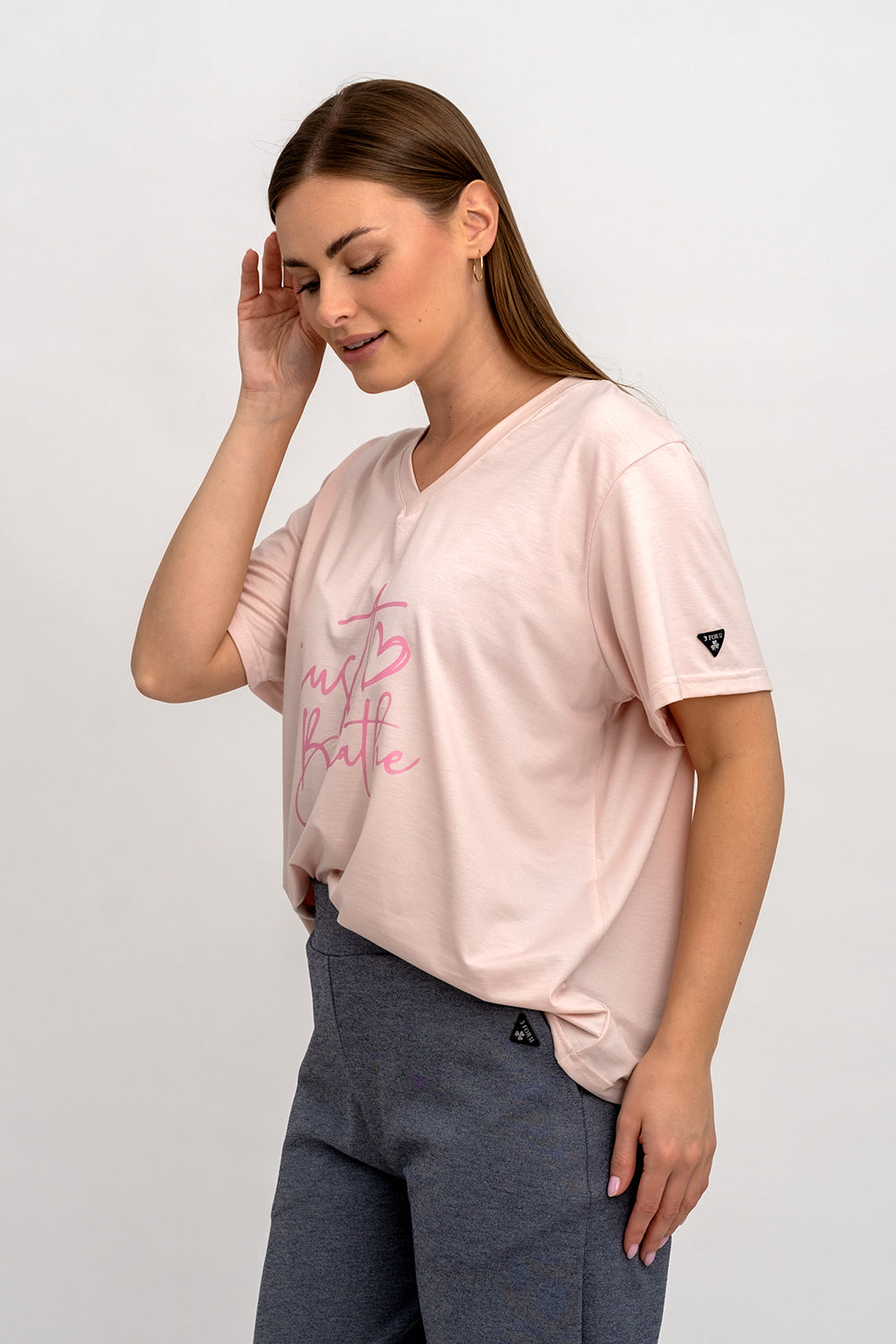 T-SHIRT DAMSKI DO SERKA RÓŻ z NADRUKIEM