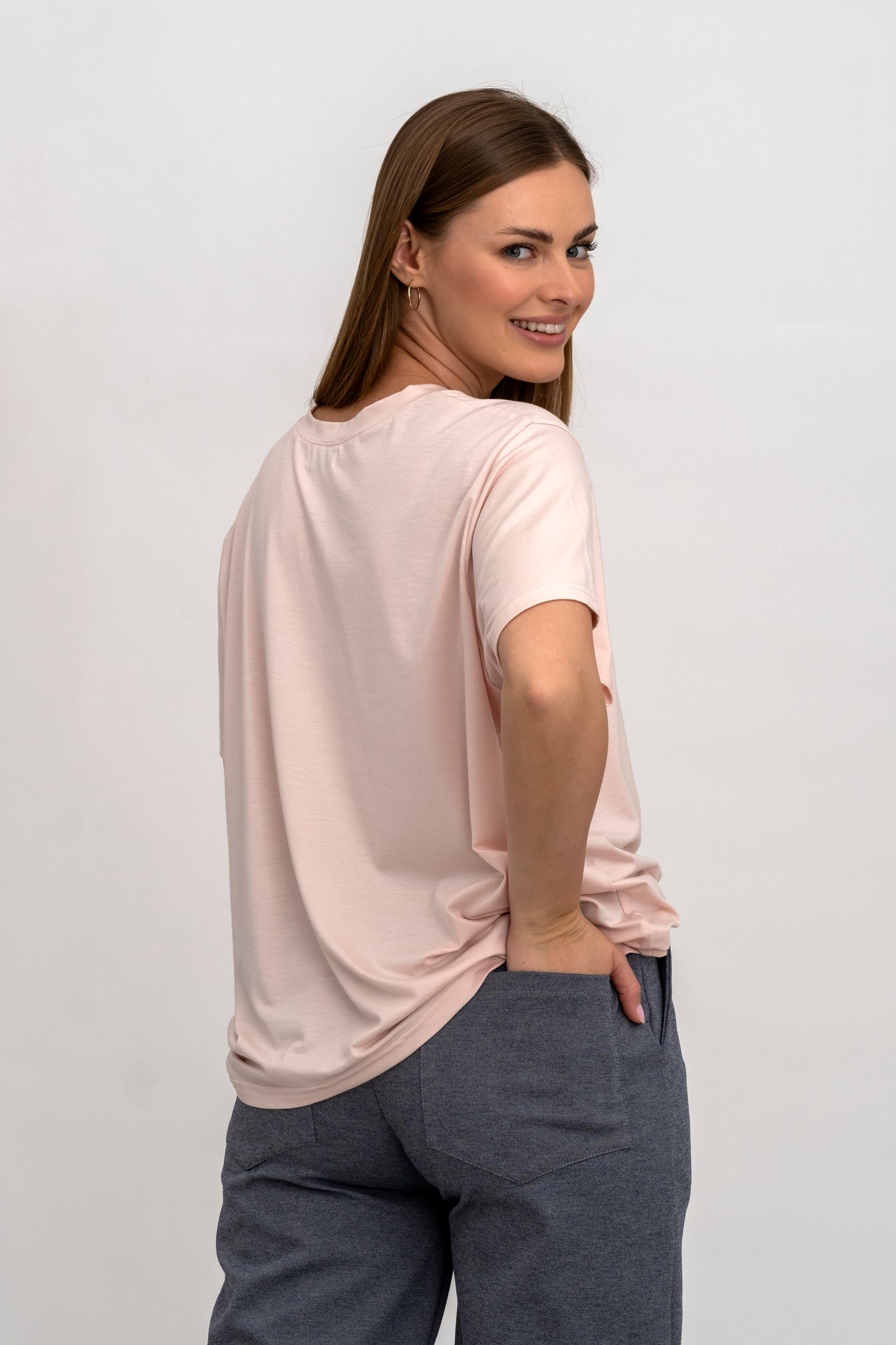 T-SHIRT DAMSKI DO SERKA RÓŻ z NADRUKIEM