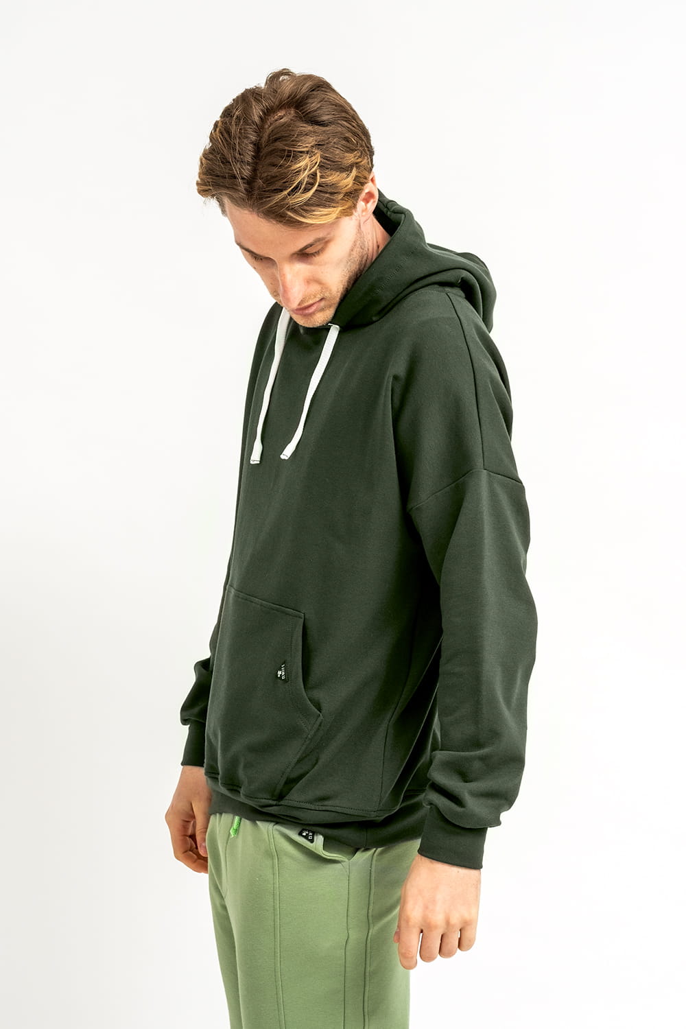 BLUZA Z KAPTUREM MĘSKA "RYAN" CIEMNA ZIELEŃ