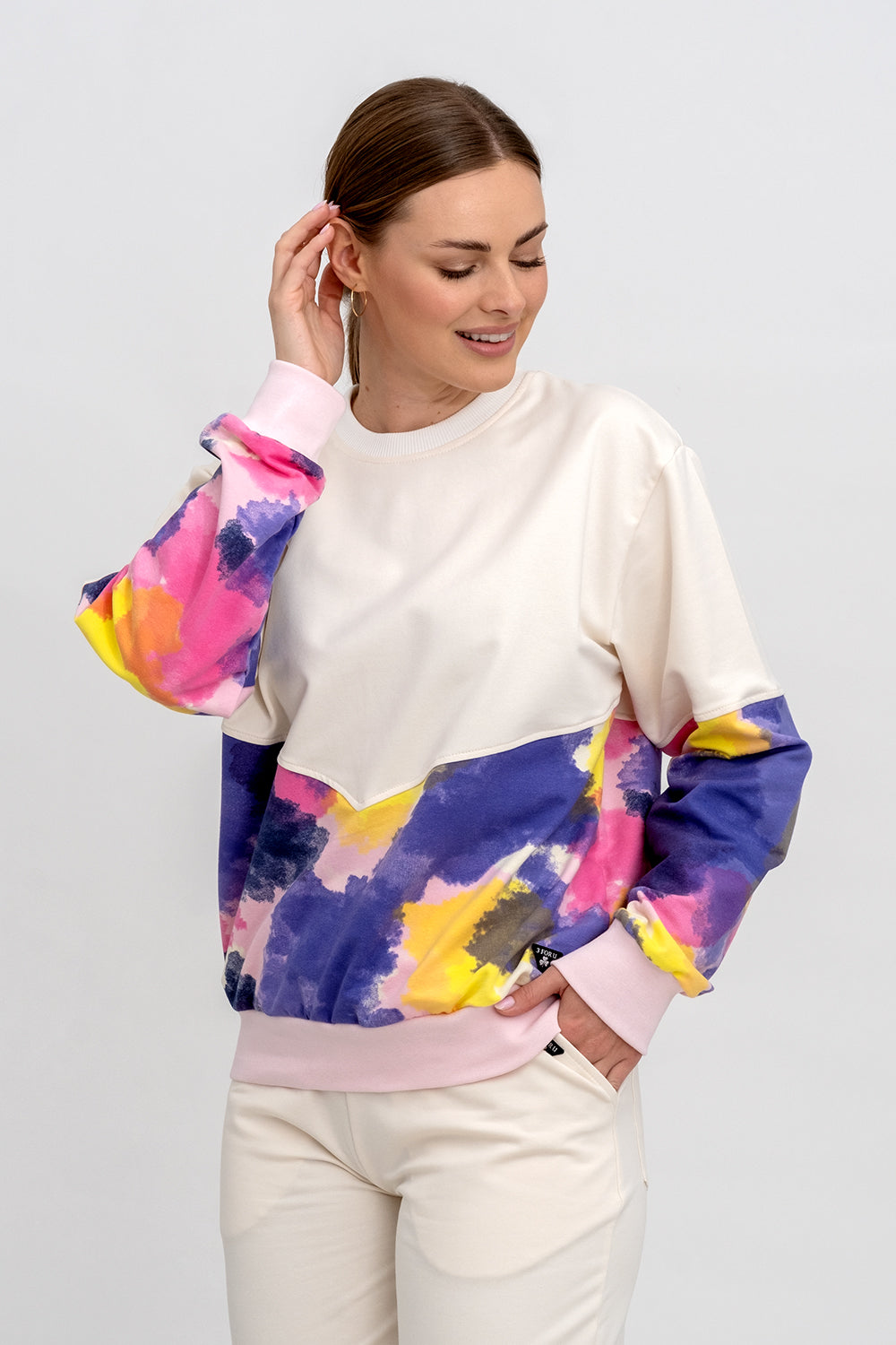 BLUZA BASIC ,,IRIS" DWU KOLOROWA