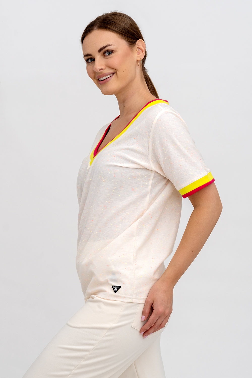 T-SHIRT DAMSKI DO SERKA WANILIA W NEONOWE KROPECZKI