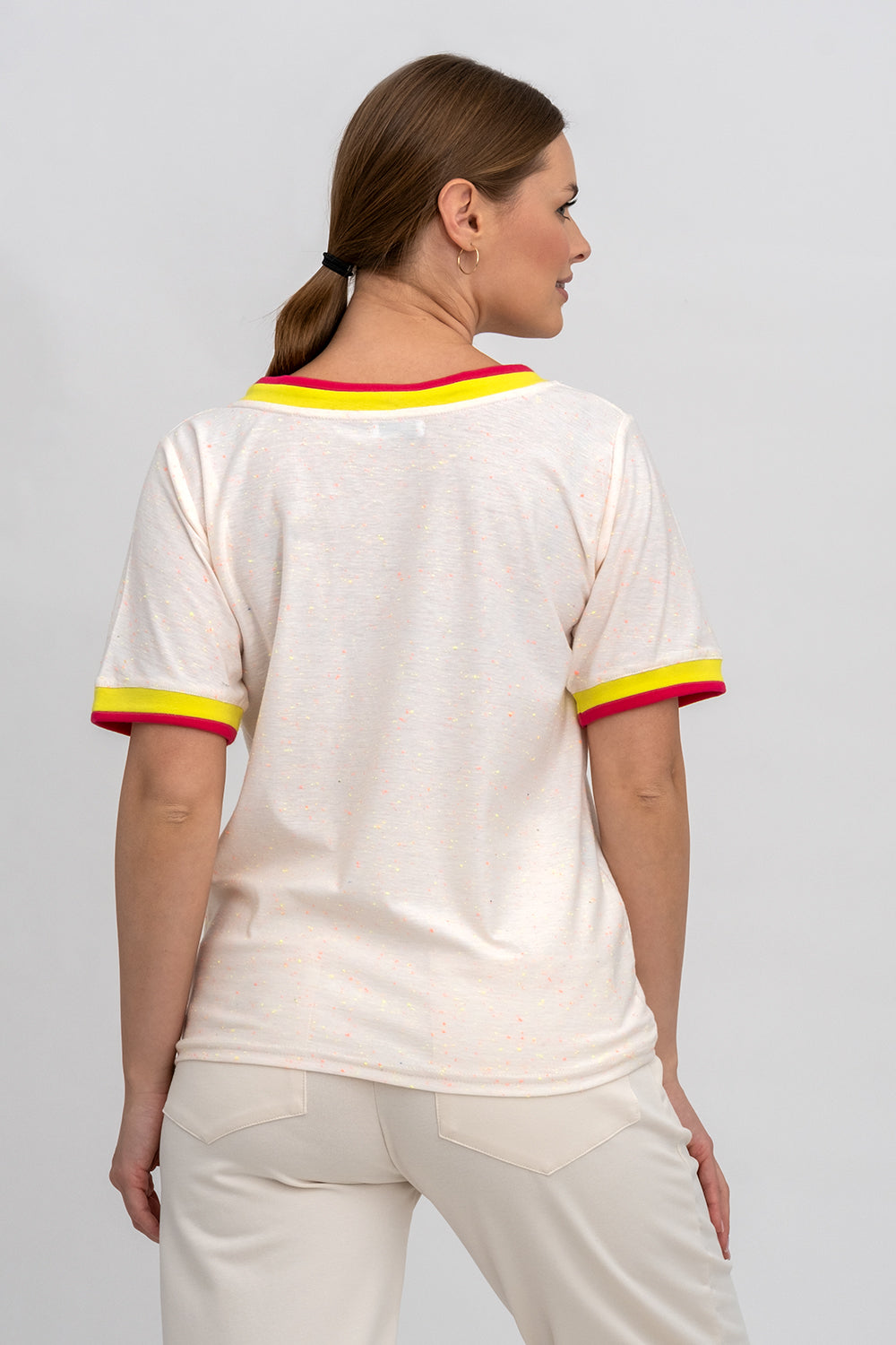 T-SHIRT DAMSKI DO SERKA WANILIA W NEONOWE KROPECZKI