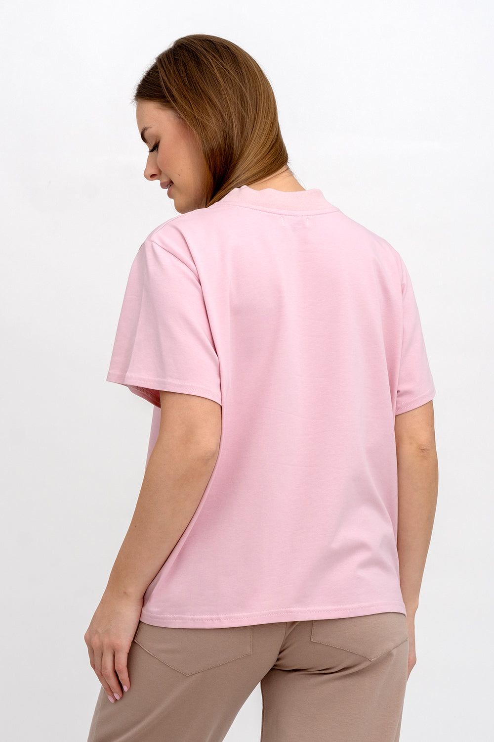 T-SHIRT DAMSKI Z NADRUKIEM ,, IT`S A GOOD LIFE" RÓŻ