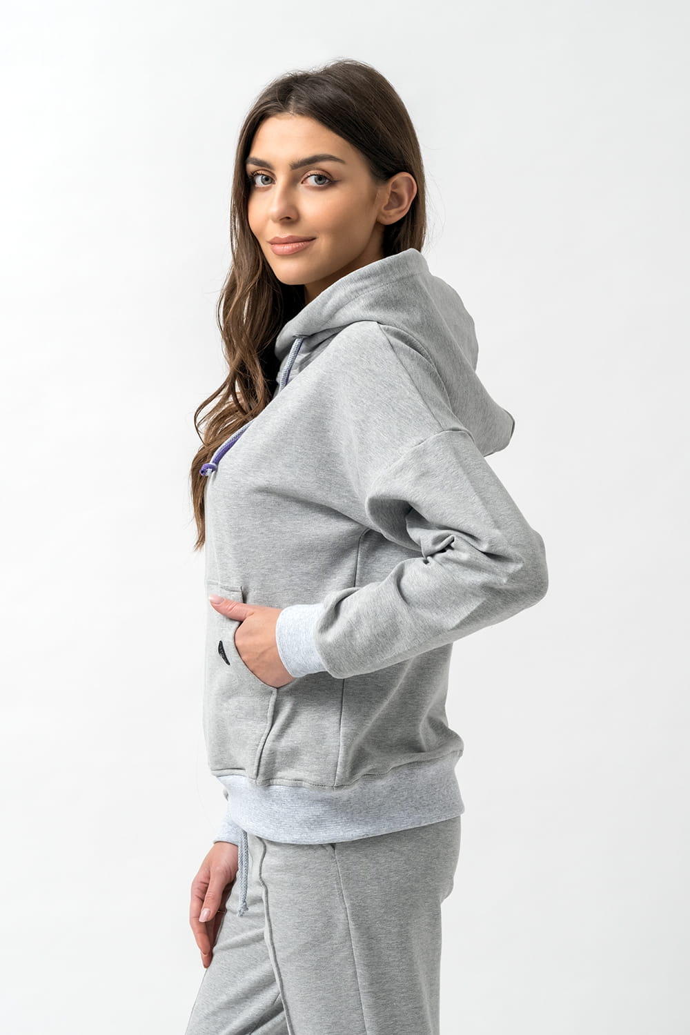 BLUZA Z KAPTUREM DAMSKA "EMI" SZARA