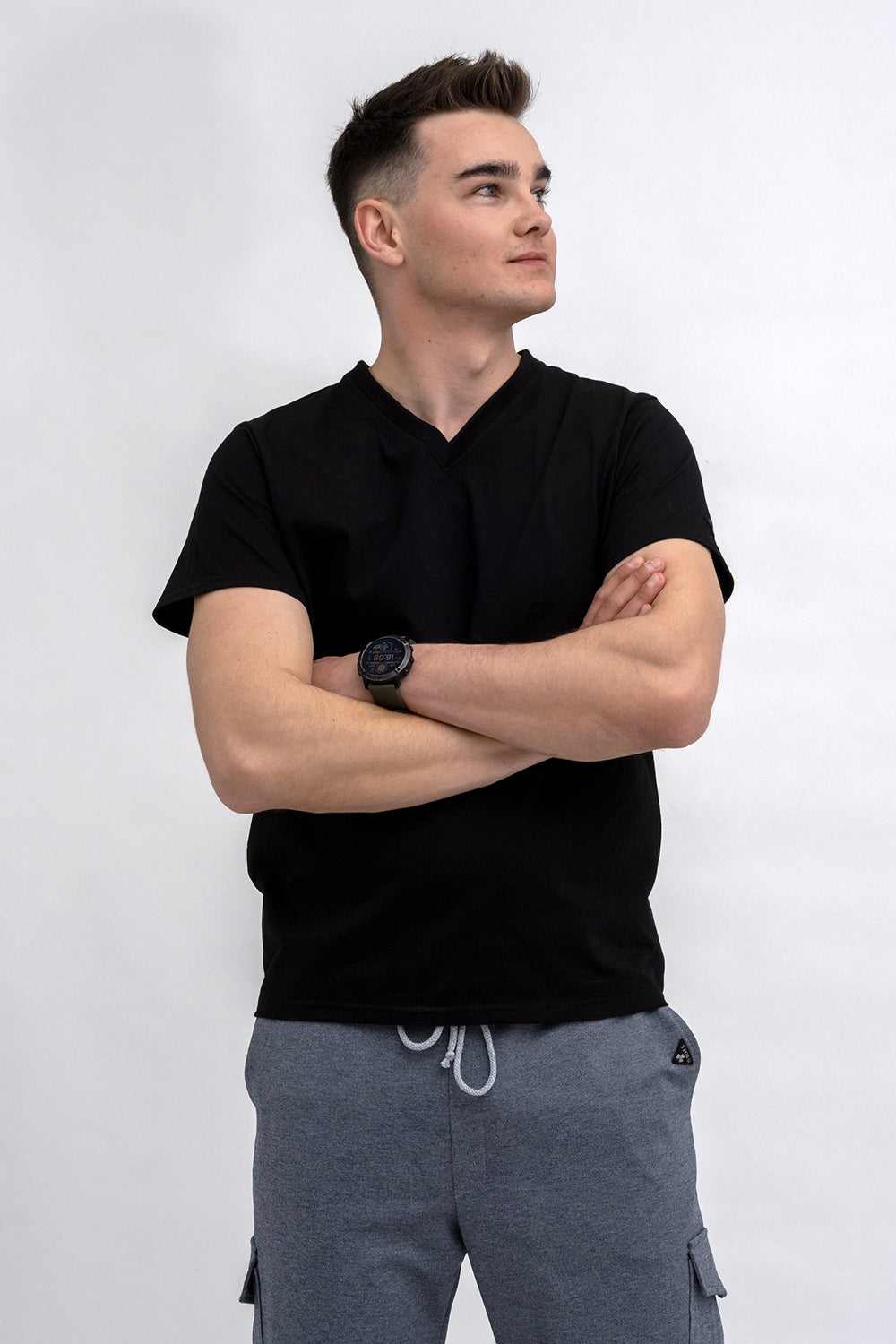 T SHIRT MĘSKI DO V CZARNY