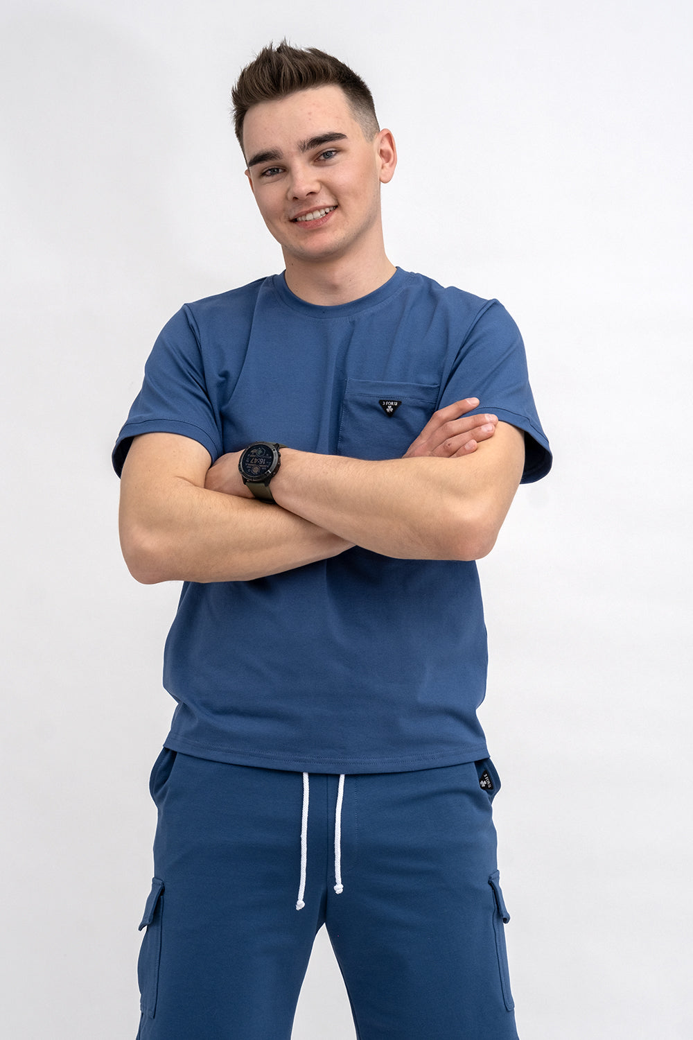 T SHIRT MĘSKI BASIC DENIM Z KIESZONKĄ