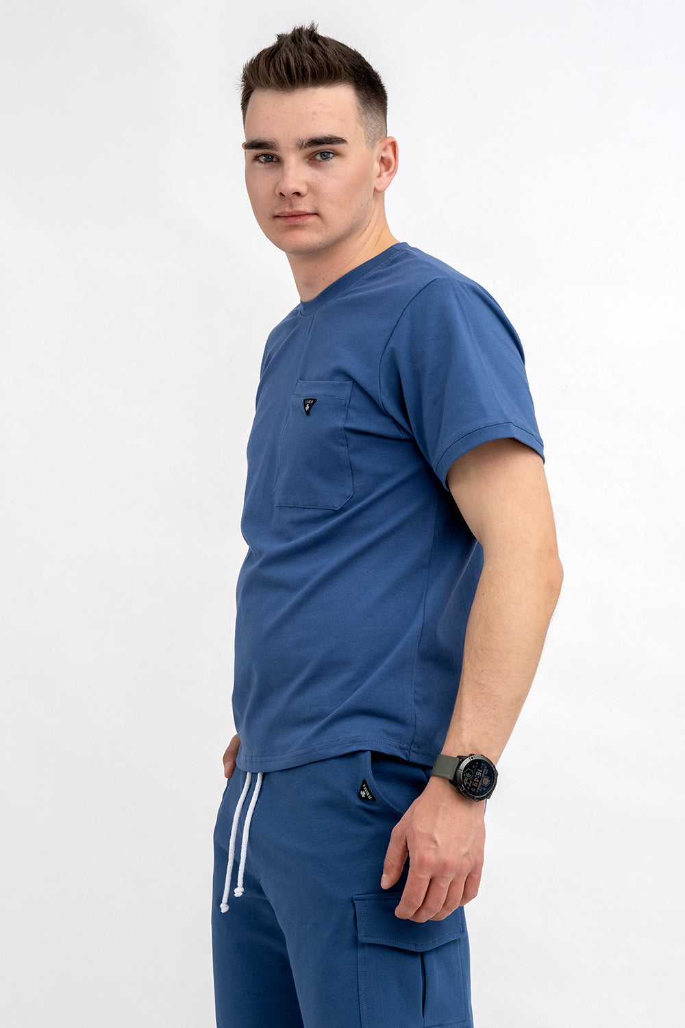 T SHIRT MĘSKI BASIC DENIM Z KIESZONKĄ