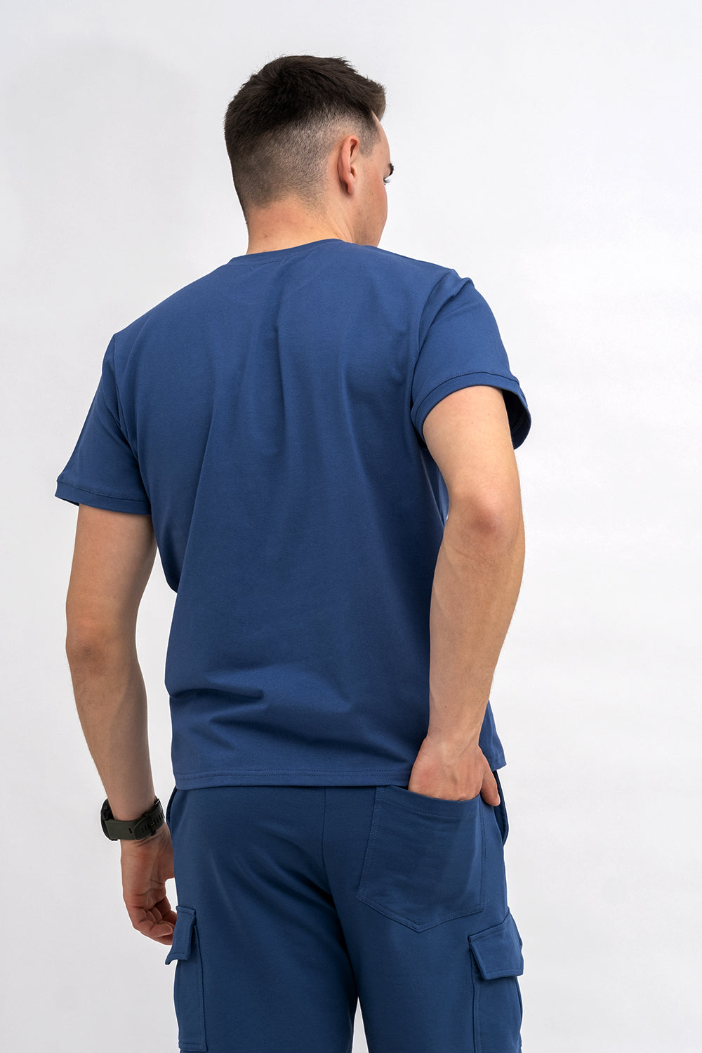 T SHIRT MĘSKI BASIC DENIM Z KIESZONKĄ