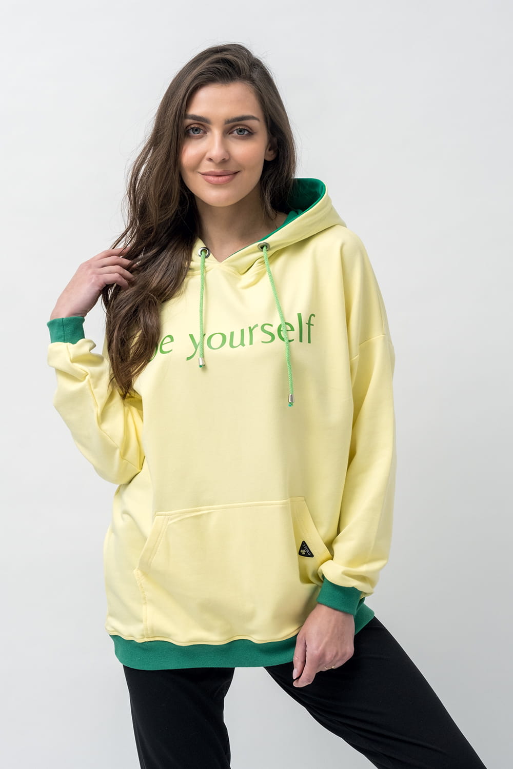 BLUZA Z KAPTUREM DAMSKA "KOLOROWO MI" ŻÓŁTA