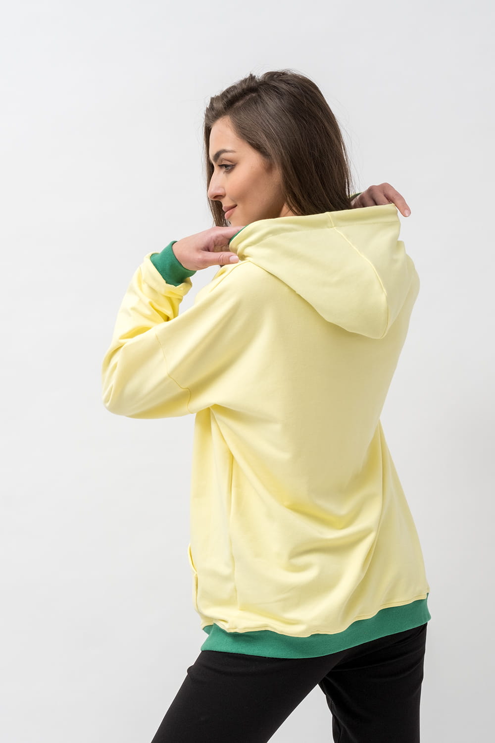 BLUZA Z KAPTUREM DAMSKA "KOLOROWO MI" ŻÓŁTA