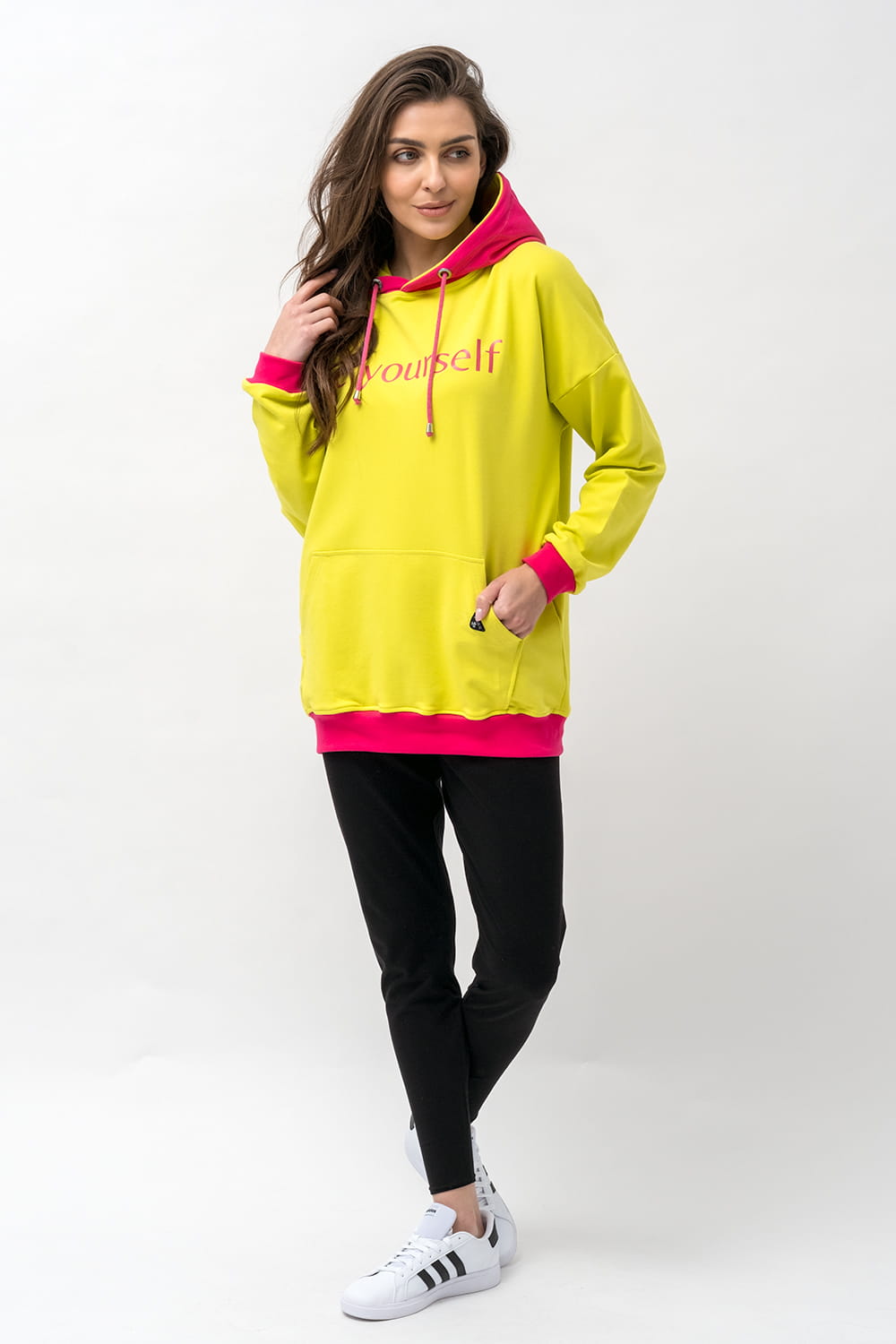 BLUZA Z KAPTUREM DAMSKA "KOLOROWO MI" LIMONKA