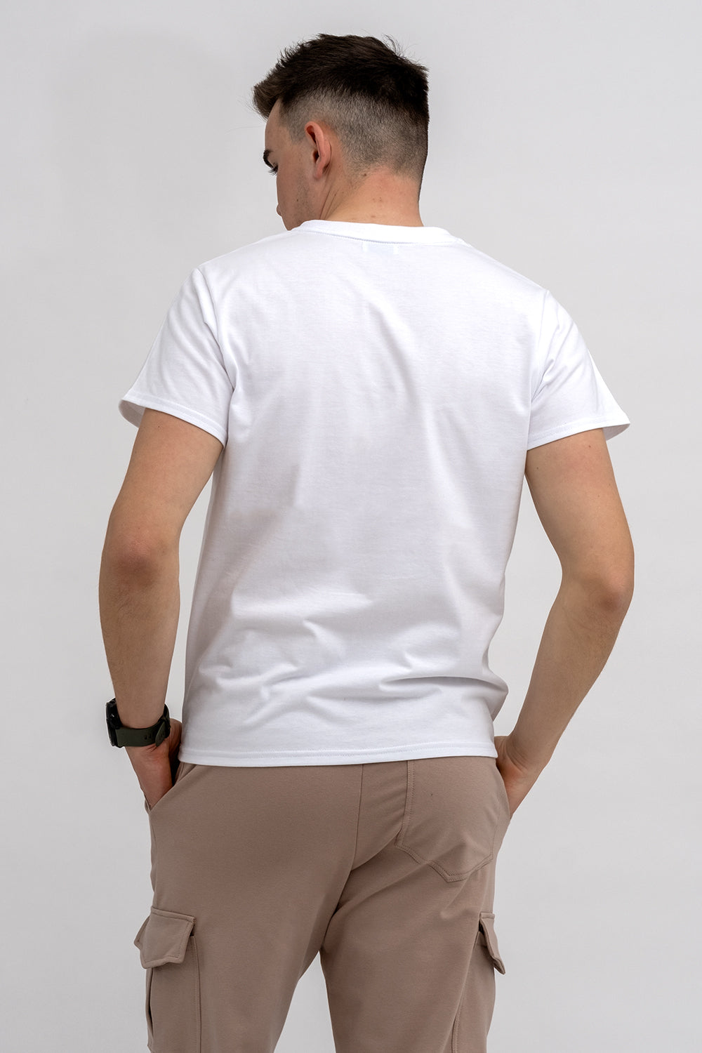T SHIRT MĘSKI DO V BIAŁY