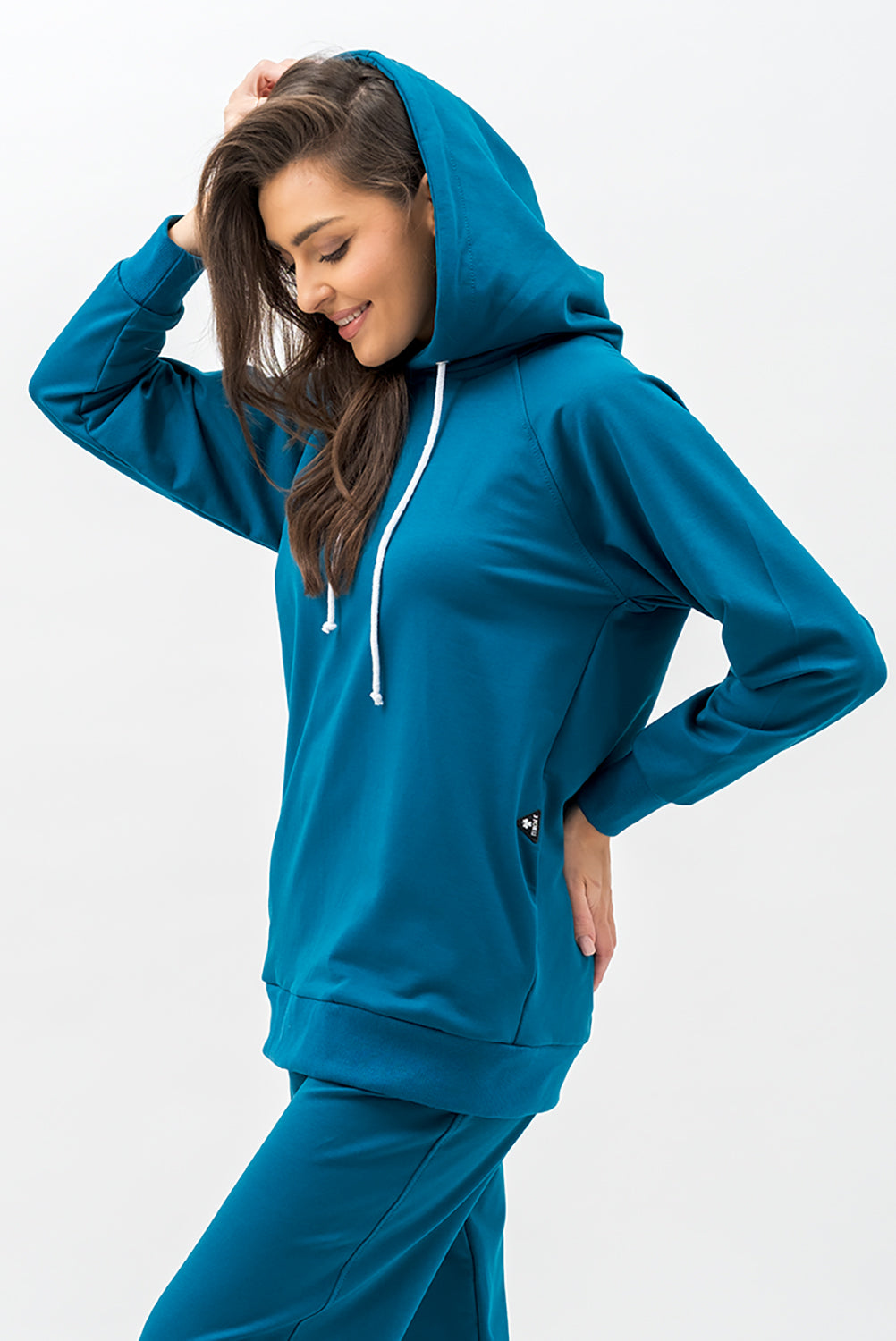 BLUZA Z KAPTUREM ,,SEHER" PETROL