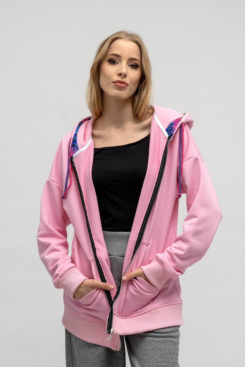 BLUZA NA ZAMEK "CINDI" RÓŻOWA