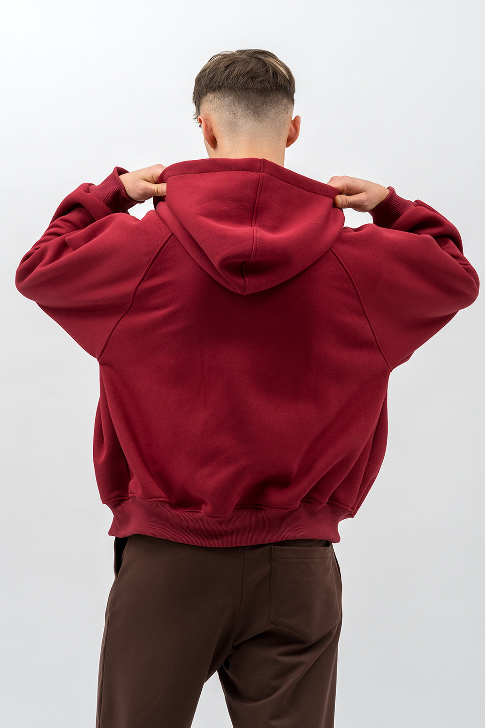 BLUZA Z KAPTUREM NA ZAMEK CIEPŁA ,,BERET" BORDO