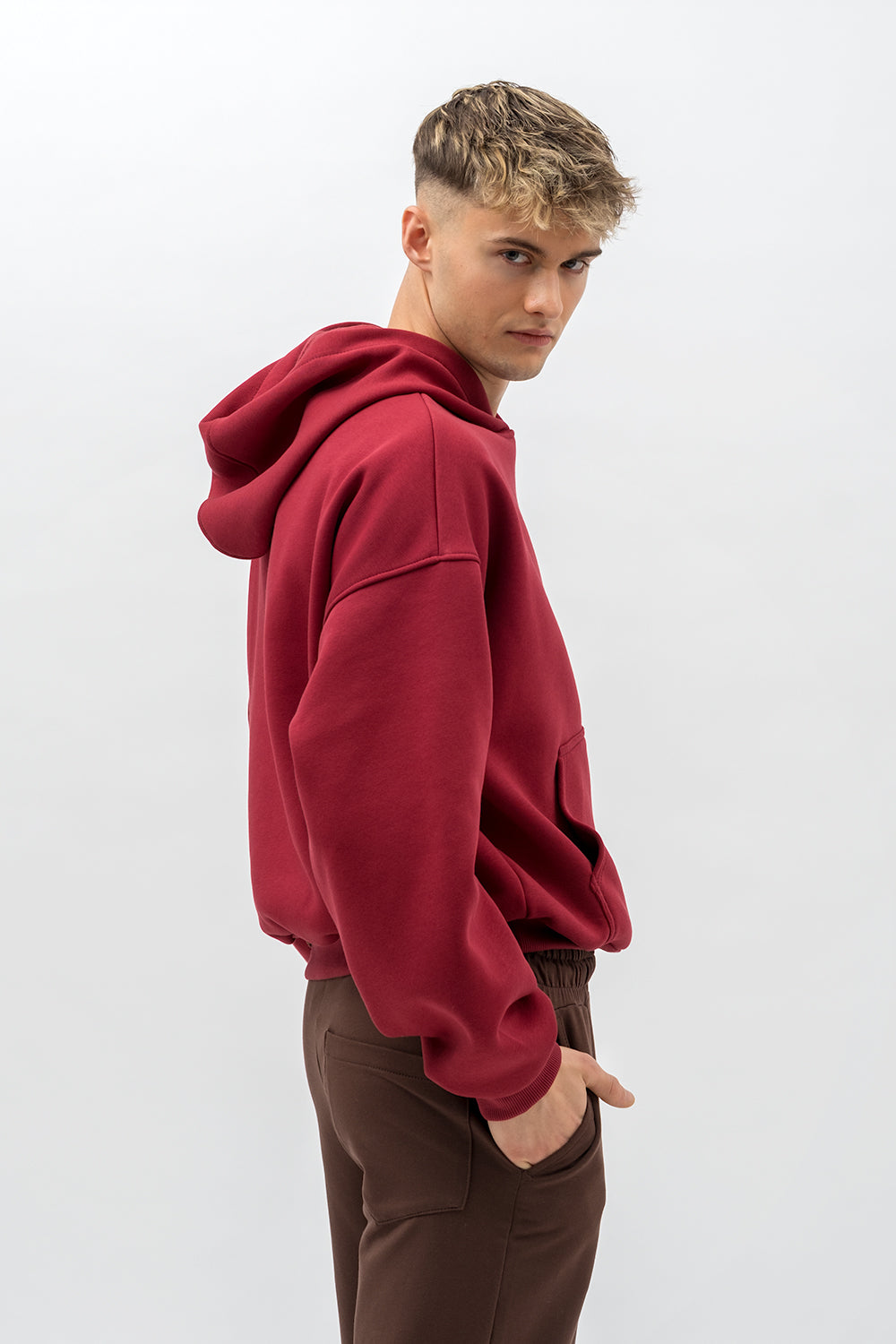BLUZA Z KAPTUREM CIEPŁA ,,HALIL" BORDO