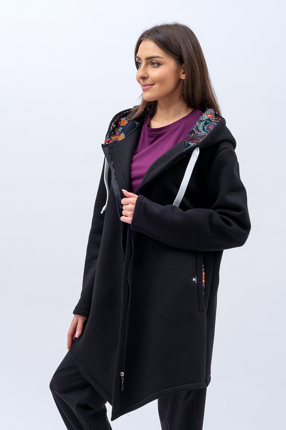 BLUZA DAMSKA ROZPINANA NA ZAMEK EVERY DAY CZARNA+WZÓR