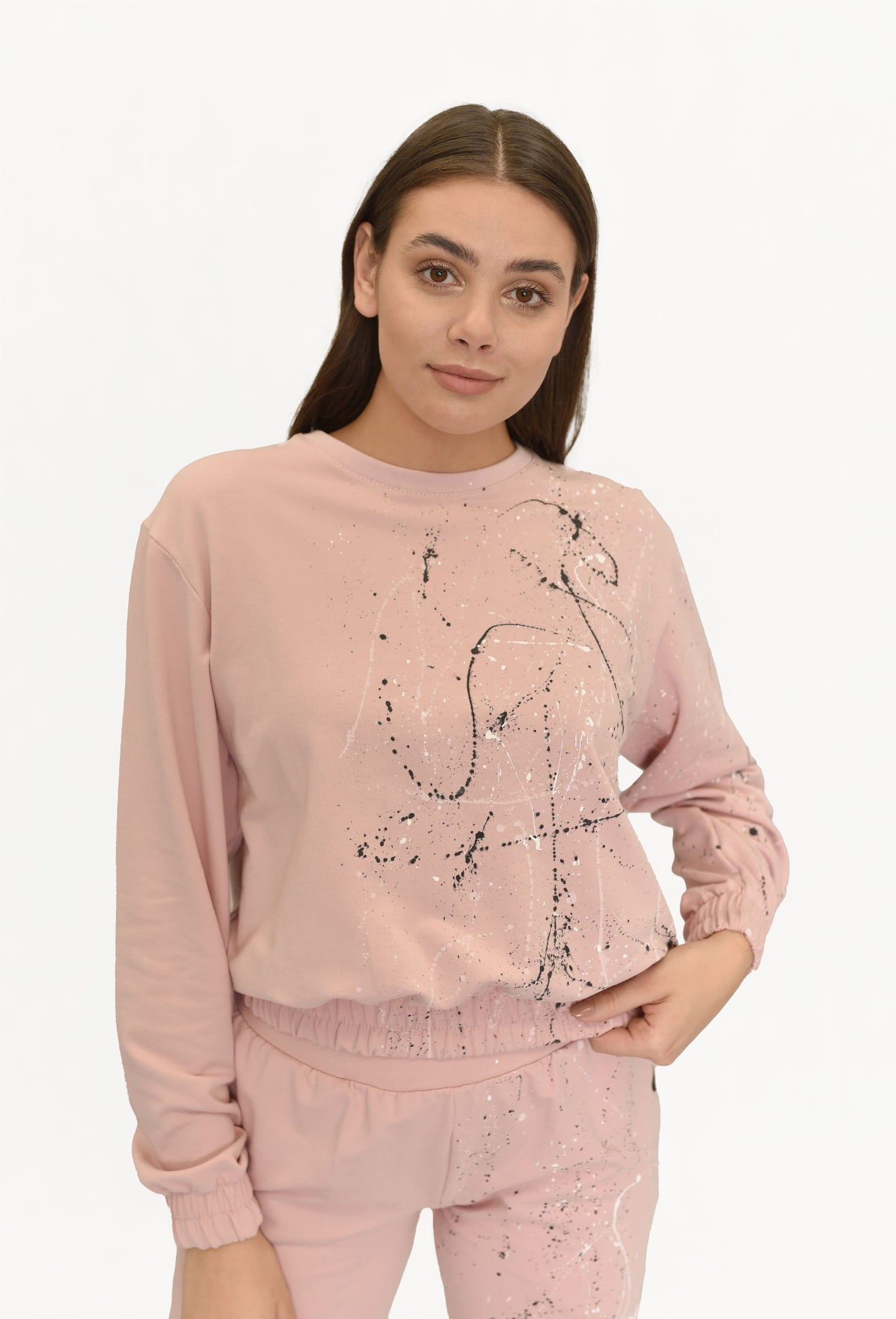 BLUZA HAPPY RÓŻOWA MALOWANA