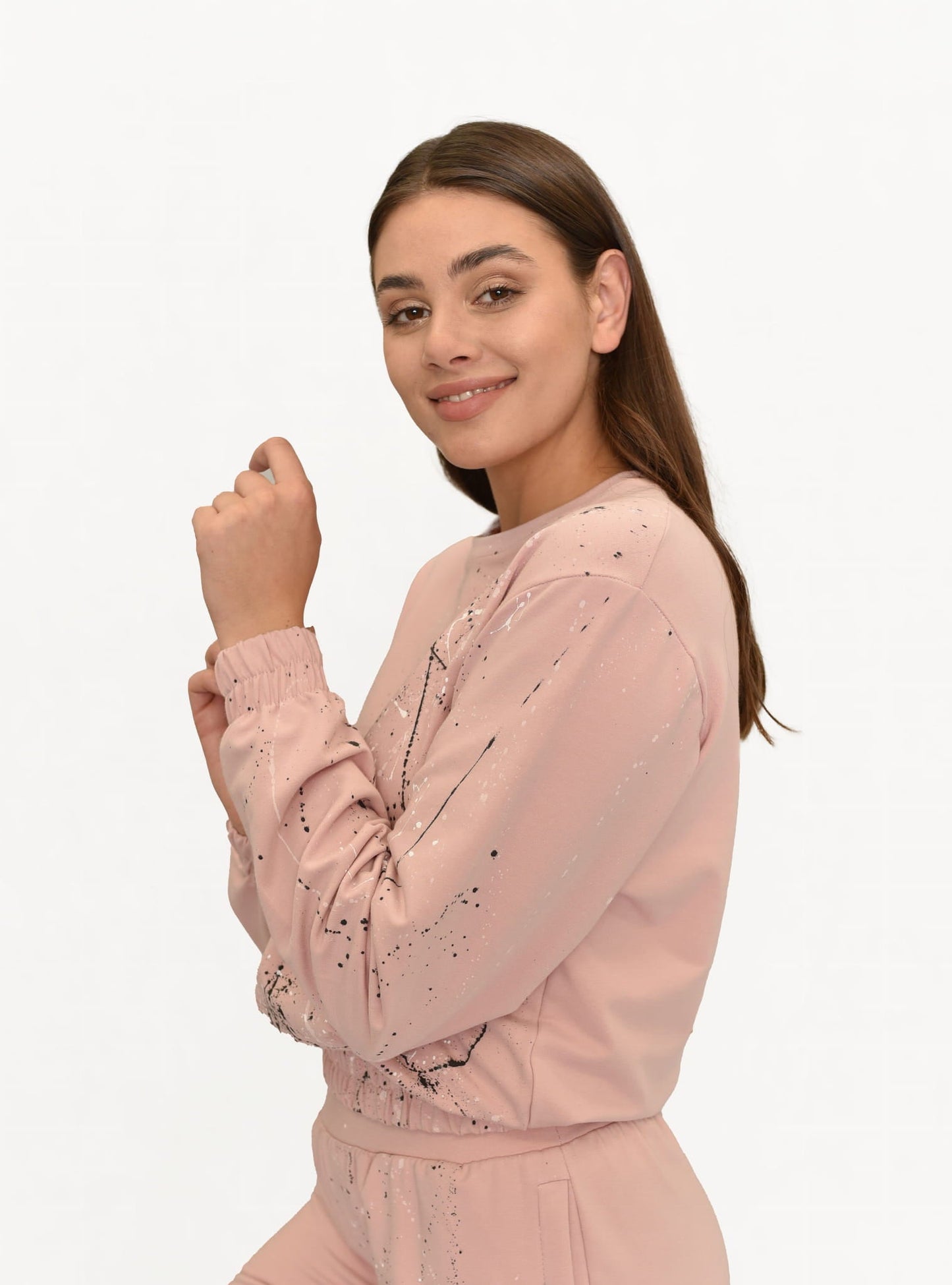 BLUZA HAPPY RÓŻOWA MALOWANA