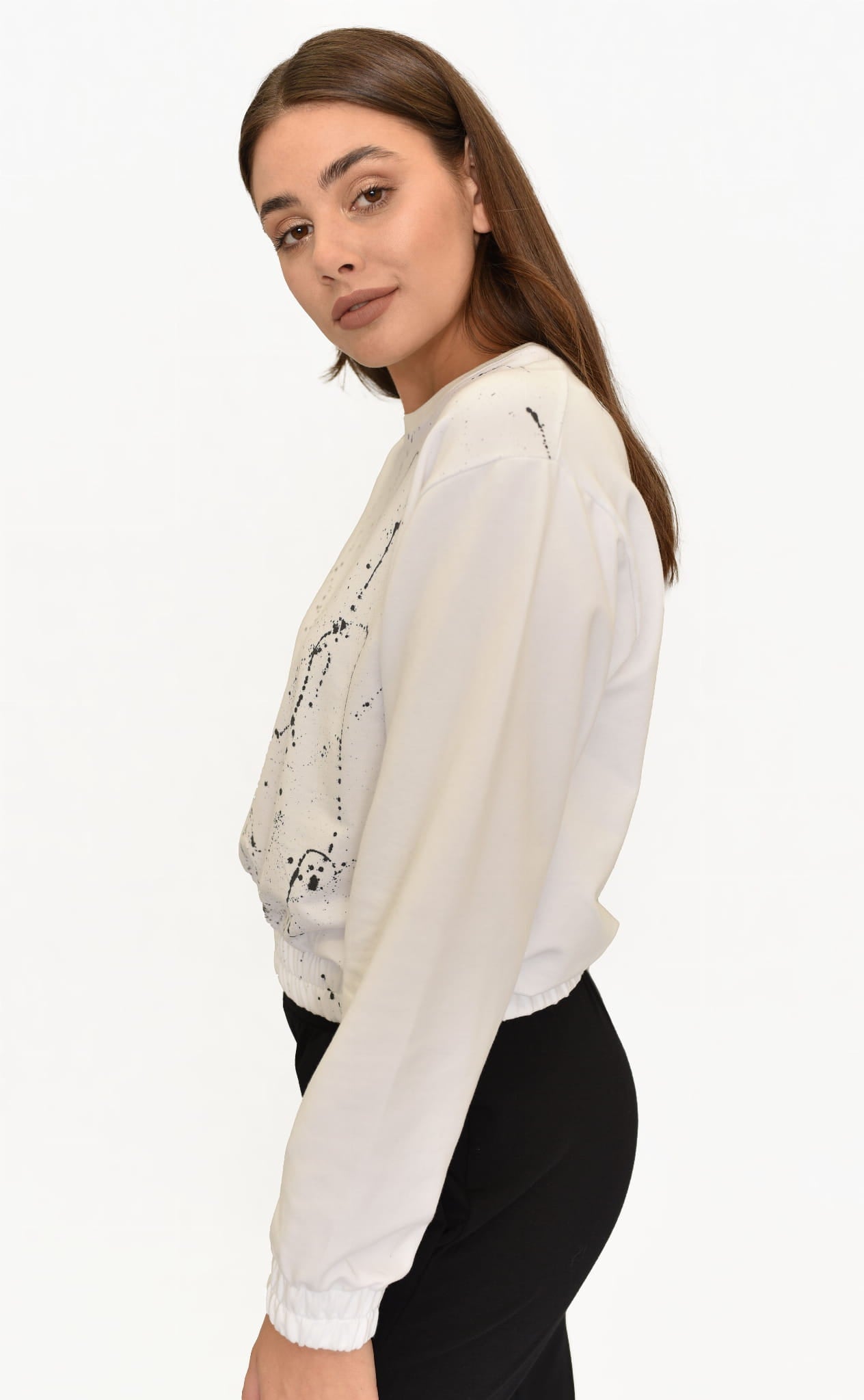 BLUZA HAPPY BIAŁA MALOWANA