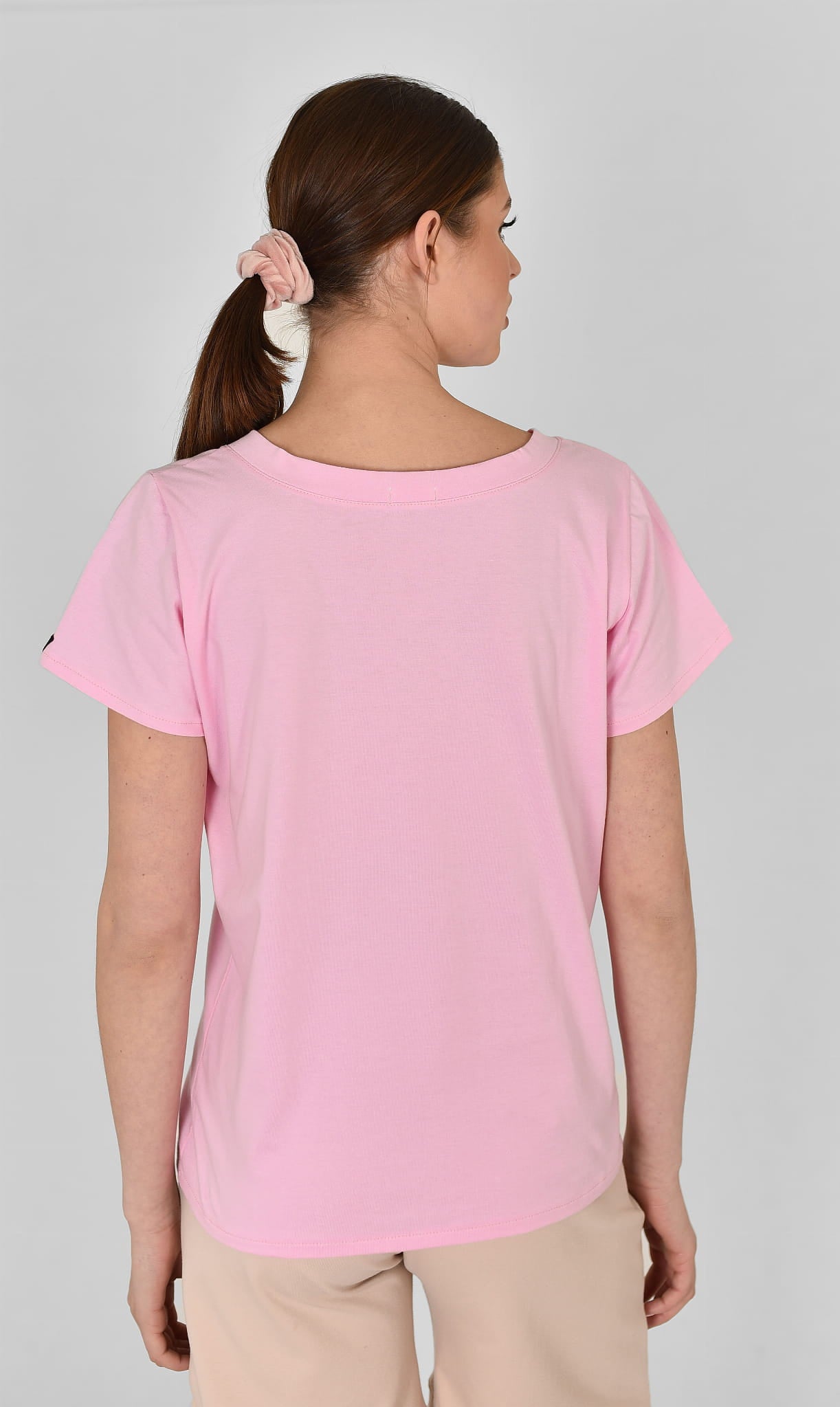 T SHIRT V NECK RÓŻOWA LANDRYNKA