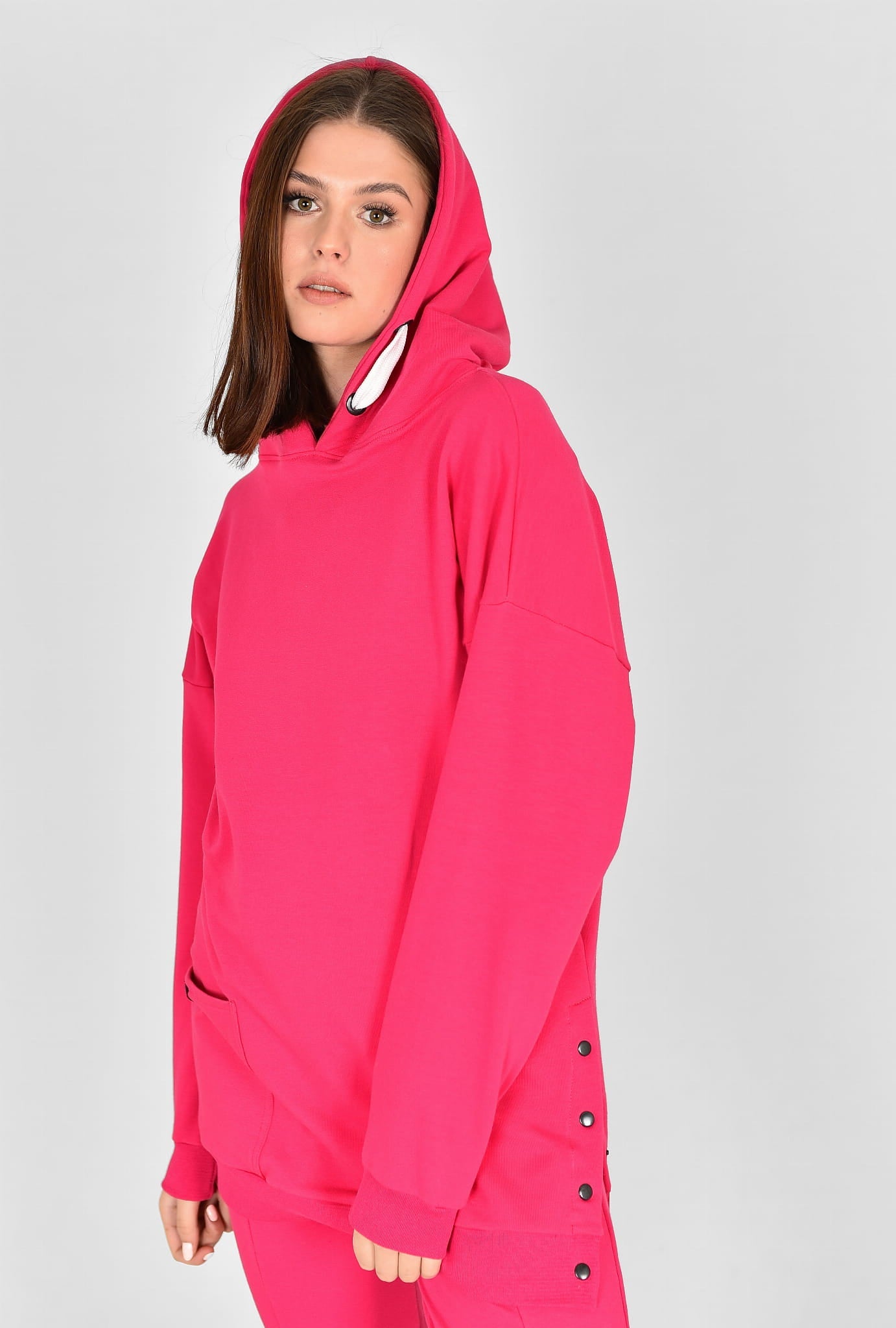 BLUZA Z KAPTUREM NELA KOLOR FUKSJA