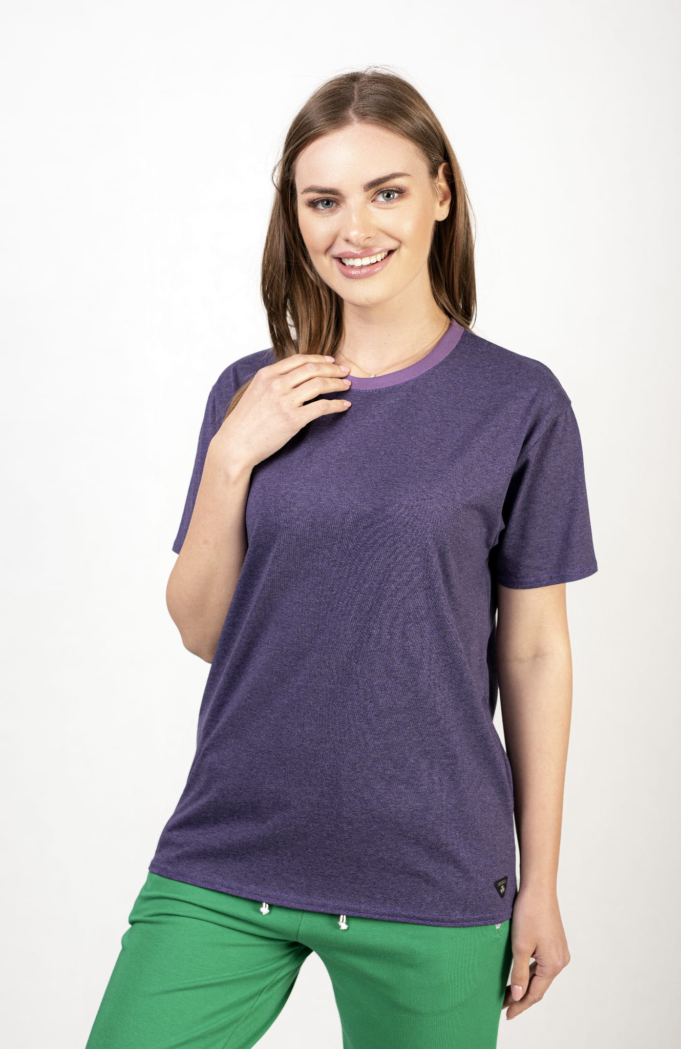 T-SHIRT DAMSKI FIOLET MELANŻ FLOW