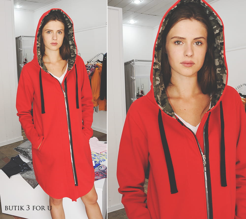 Bluza damska rozpinana na zamek czerwona+moro Every Day