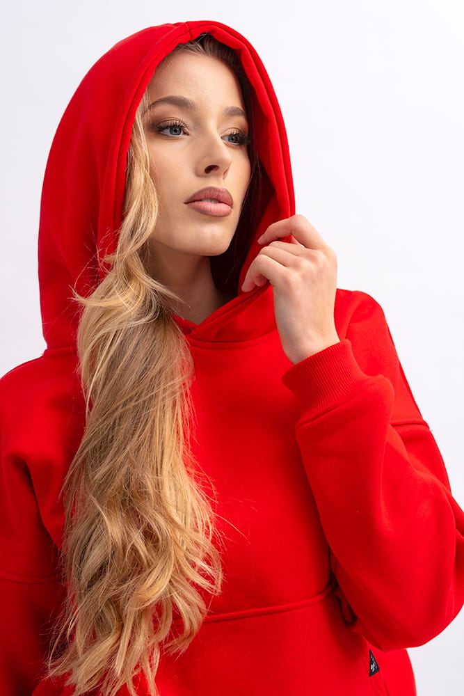 BLUZA Z KAPTUREM DAMSKA "AGA" CZERWONA