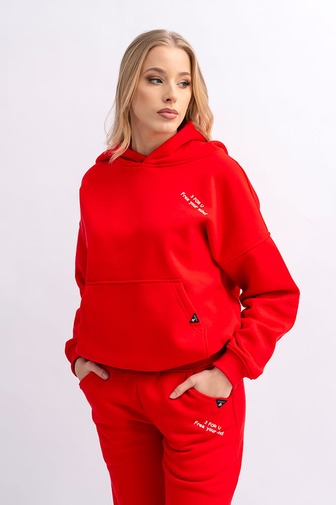 BLUZA Z KAPTUREM DAMSKA "AGA" CZERWONA