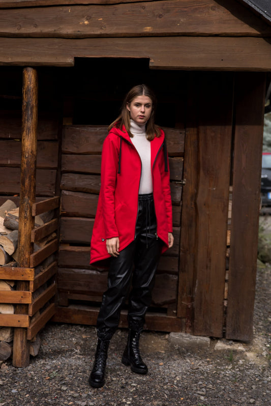 BLUZA-PŁASZCZ LONGLINE CZERWONA