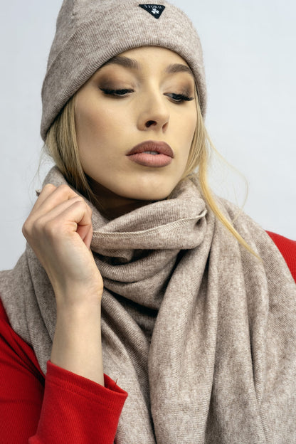 ZESTAW czapka i szalik damski "JUST CUDDLE UP" Beż