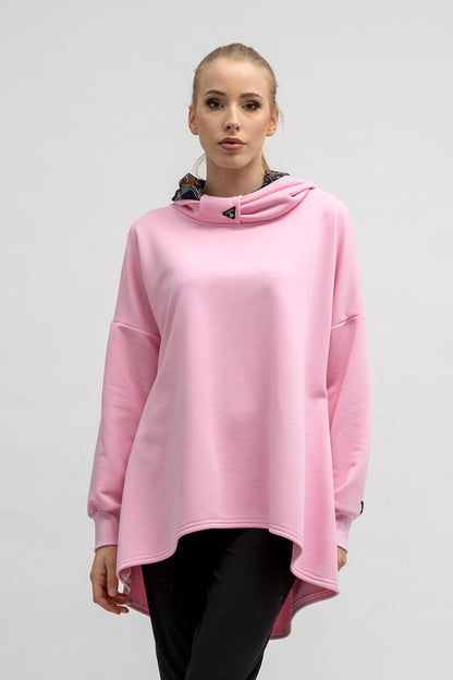 BLUZA ASYMETRYCZNA ,,RAVEL''  RÓŻOWA+WZÓR KOLOR JESIENI
