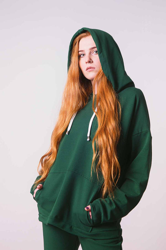 BLUZA Z KAPTUREM DAMSKA ZIELONA