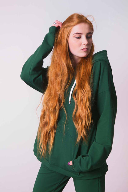 BLUZA Z KAPTUREM DAMSKA ZIELONA