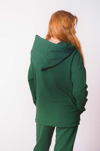 BLUZA Z KAPTUREM DAMSKA ZIELONA