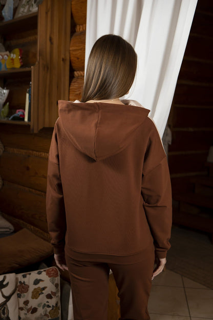 BLUZA DAMSKA "MISS" BRĄZ I BEŻ